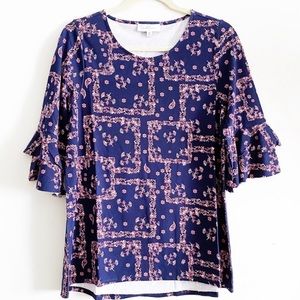 Paisley Prairie Boho Ruffle Sleeve Top